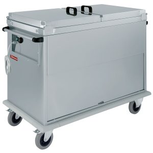 Carriage Bain-Marie 2x GN 1/1, 1 T°, with lids, cupboard with tilting door