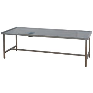 Sorting table (right) with waste bin hole