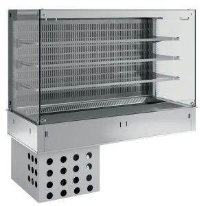 Wall with top and open "square" display on 3 levels (with curtain), refrigerated, ventilated, 3x GN 1/1