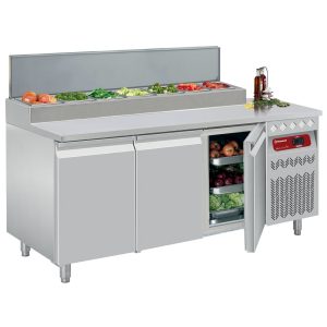 Ventilated refrigerated table, 3 doors GN 1/1, 405 Lit.& refrigerated structure