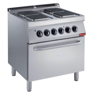 Electric stove 4 squared plates, electric oven GN 2/1