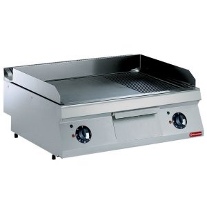 Electric cooking plate, 2/3 smooth, 1/3 grooved, chromium-plated -TOP-