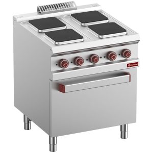 Electric cooking hob x4 square plates on electric oven GN 2/1 and grill