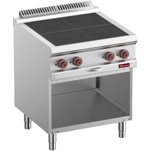 Electric stoves 4 plates aligned with the top, on open cupboard
