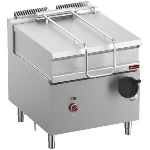 Tilting electric bratt pan, stainless steel tank 80liters, on cupboard
