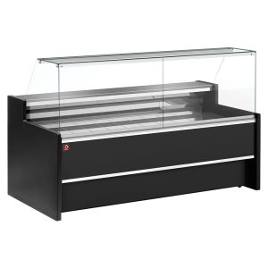 Ventilated refrigerated counter display with straight glass panel 90° with storeroom - BLACK