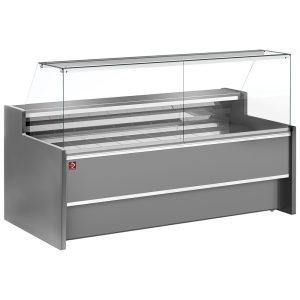 Ventilated refrigerated counter display with straight glass panel 90° with storeroom - GREY