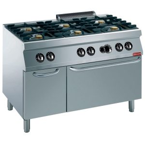 Stove with 6 burners, gas oven GN 2/1, neutral cupboard