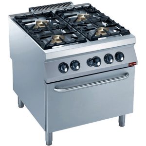Cooker 4 burners, gas oven GN 2/1 "POWERFUL"