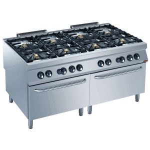 Cooker 8 burners, 2 gas ovens GN 2/1
