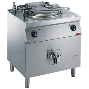 Gas kettle 150 liters, indirect heating, on cupboard