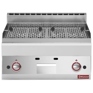 Lava stone gas grill, cast iron cooking grid -Top-