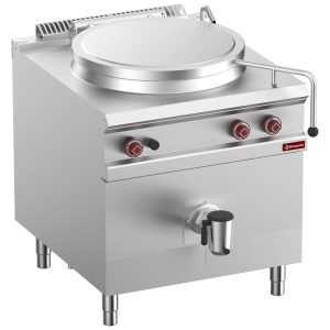 Gas boiling pan, 150-liter tank, direct heating, on cupboard