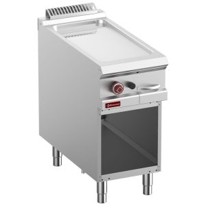 Smooth gas fry top, chrome-plated, module 1/2, open cupboard