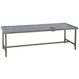 Sorting table (left) with waste bin hole