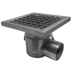 Stainless steel floor drain channel 300x300, lateral discharge