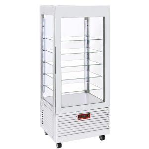 Display 4 sides T° negative, 5 glass shelves, ventilated, 480 Lit, WHITE
