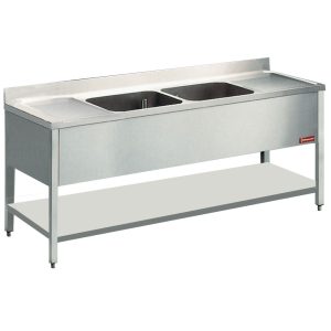 Sink 2 tanks 500x500xh325 2 drip pans + sill