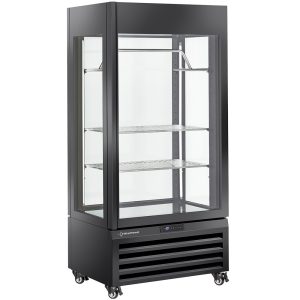 Fully glassed showcase" 600 Lt., 2 shelves & meat bar, ventilated - MEAT - BLACK