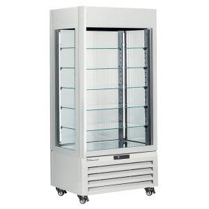 Fully glassed showcase" 600 Lt., 5 glass levels, ventilated - CHOCOLATE - WHITE