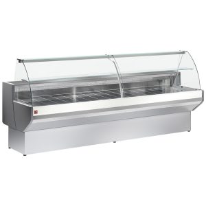 Refrigerated display counter curved glass, ventilated, with reserve - GREY/WHITE