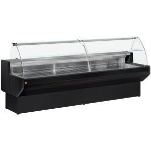 Refrigerated display counter, curved glass with storage space - BLACK