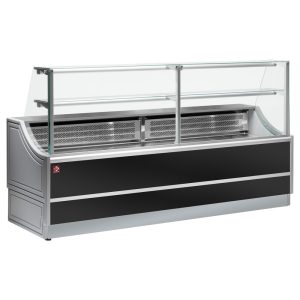 Neutral glas displays staight panel 90°, without storeroom