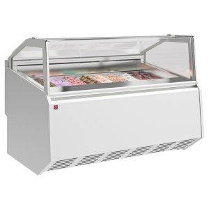 Ice cream counter with 18 stainless steel trays (360x165)