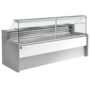 Refrigerated display counter with straight glass panel 90°, with reserve - GREY/WHITE