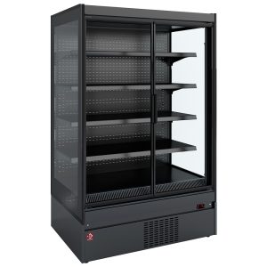 Refrigerated wall element, glass sides, self-service, swinging doors - FULL BLACK