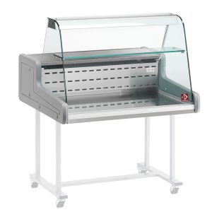 Refrigerated display counter - curved glass panel