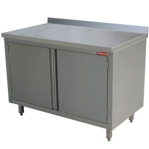 Table on neutral cupboard, hinged doors