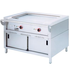 Electric "Teppanyaki" plate, 2 areas (2x 5,85 kW), on cupboard