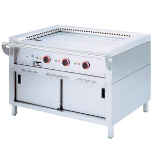 Electric "Teppanyaki" plate, 3 areas (3x 4,7 kW), on cupboard