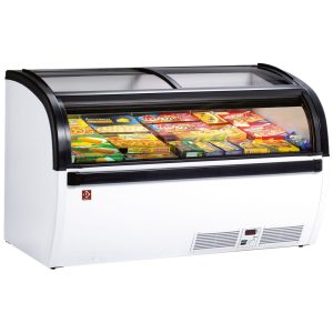 Panoramic deep freezer sliding glass doors