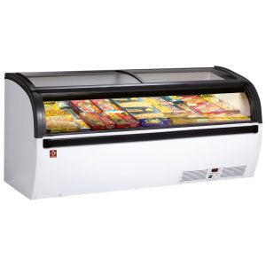 Panoramic deep freezer sliding glass doors
