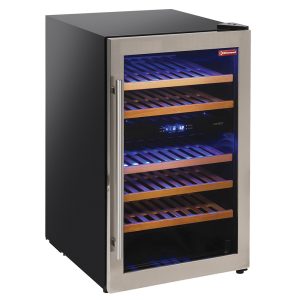 Wine cabinet, ventilated, stainless steel door, 140 Lt., 2 T°, - BLACK