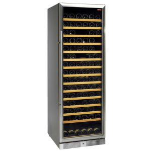 Glazed wine cellar, ventilated, stainless steel carriage, 375 Lt., BLACK