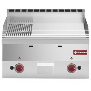 Gas cooking plate, 2/3 flat and 1/3 ribbed "chrome" -Top-