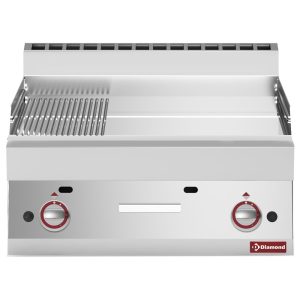 Gas cooking plate 2/3 flatt - 1/3 ribbed -Top- hard chrome "50 µm"