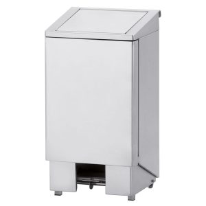 Stainless steel bin with pedal, lid with actuator, 120 liters