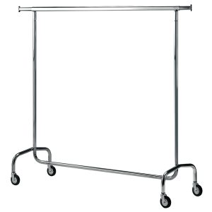 Clothes hanger on dismountable castors, chromed