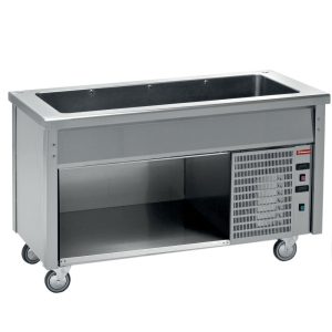 Element with refrigerated deep tank on open cupboard