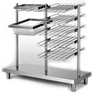 Glasses, tray, cutlery box and bread roll dispenser unit