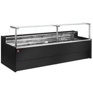 Ventilated refrigerated counter display with straight glass panel 90° with storeroom - BLACK