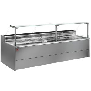 Ventilated refrigerated counter display with straight glass panel 90° with storeroom - GREY