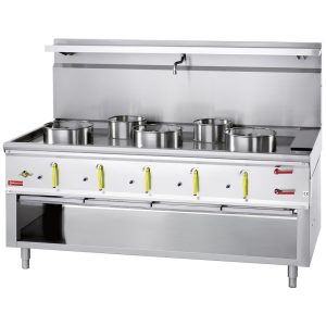 Wok stove 5 burners with water curtain