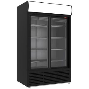 Positive refrigerated display 1230 liters, lightbox, 2 sliding doors - BLACK