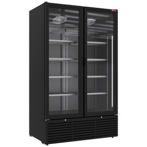 Positive refrigerated display 1142 liters, 2 hinged doors - BLACK