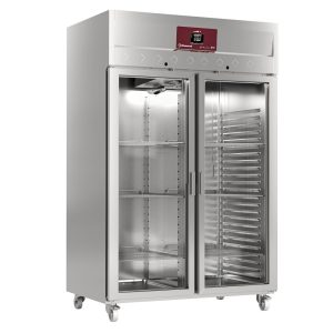 Ventilated freezer 1400 liters, 2 glass doors GN 2/1, on wheels